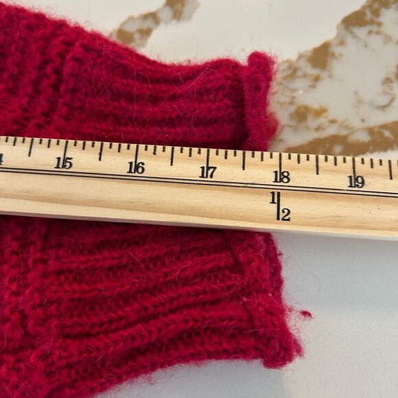 Free People V-Neck Sweater SZM Alpaca Blend Cranberry Oversized Relaxed - Picture 10 of 11